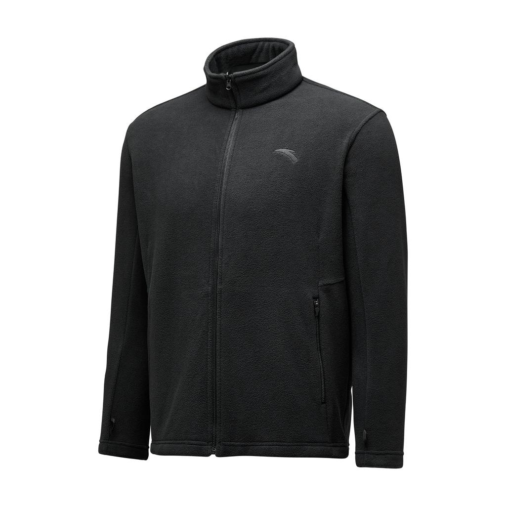 Anta Three-In-One Warm Water-Resistant Solid Color Hooded Zipper Soft Shell Jacket Men Jackets Basic-Black 452540210-1