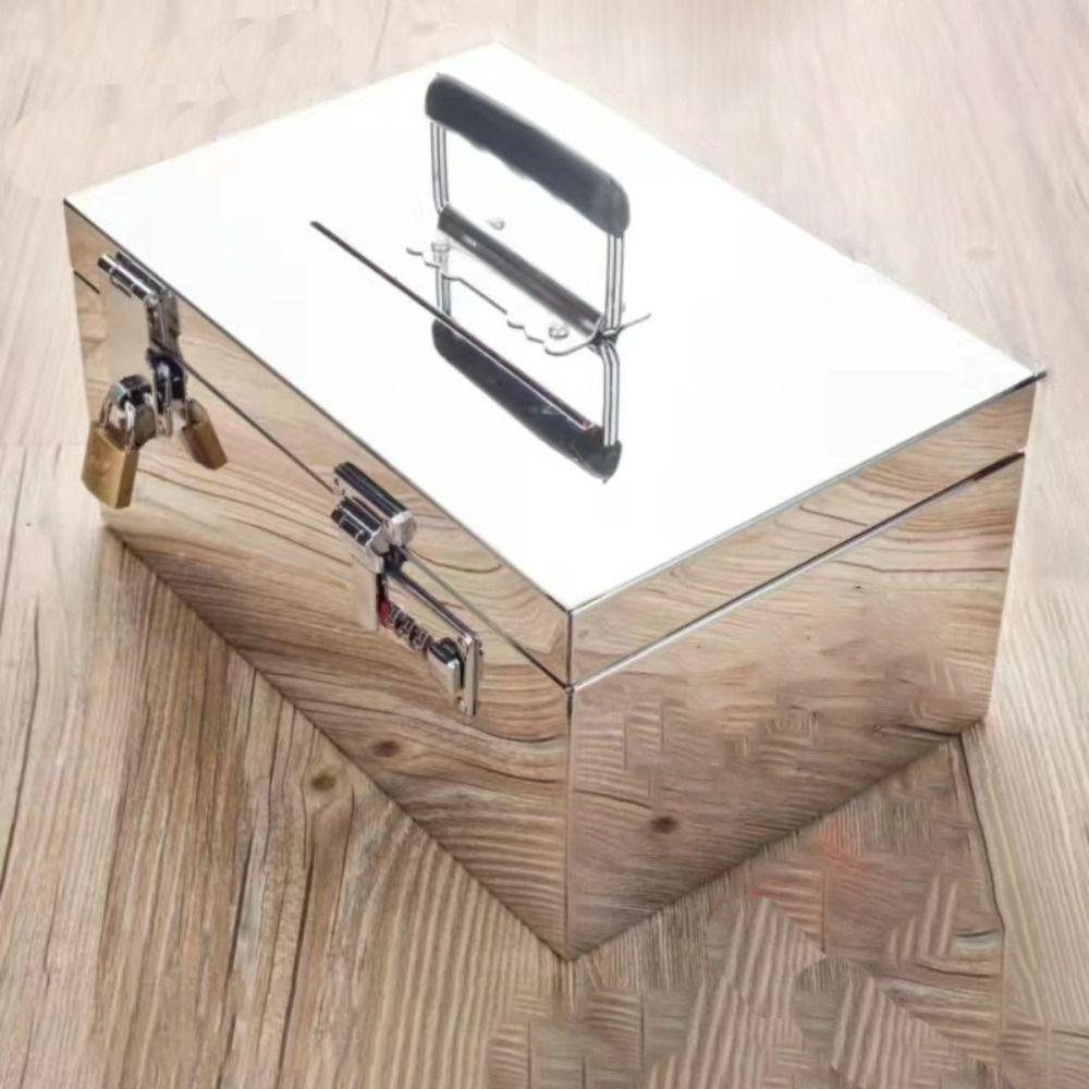 Stainless Steel Bank Password Lock-Box Combination Lock/Padlock Portable Cash Box Financial Security
