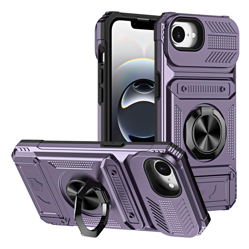 Magnetic Car Holder Ring Shockproof Armor With Card Slot Case For 17e 16e 17 Air 16 15 14 13 Pro Max Plus Back Cover
