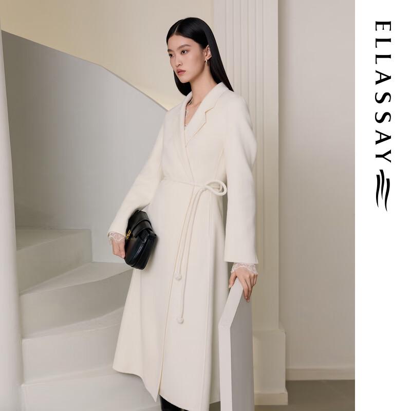 ELLASSAY Women's Lamb Wool Belted Long Coat