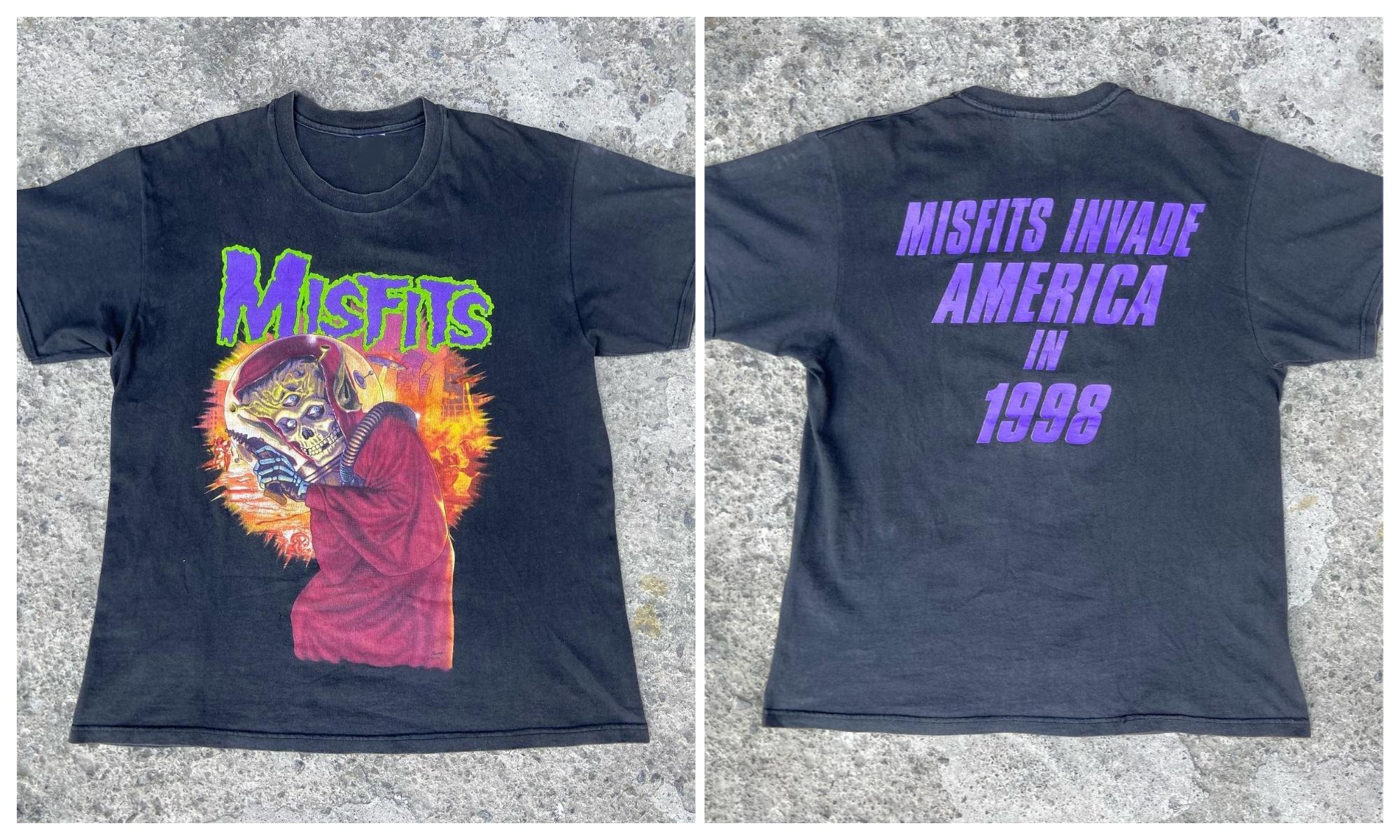 

Vintage 90s Vintage Misfits Print Y2K Vintage Cotton Tshirt Fashion Hip Hop Casual Sport Loose Streetwear Round Neck Top Unisex S
