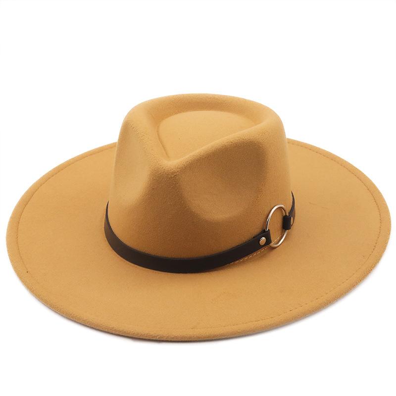 European, American autumn and winter wool woolen big-brimmed jazz top hat men's and women's fashion casual bow big-edged jazz hat felt hat