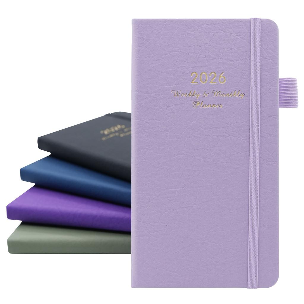 Pocket Weekly Planner 2026 Imitation Leather Cover Portable English Notebook for Gift Planning Efficiency Schedule in Stock