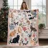 Cute Cat Floral Printed Blanket , Warm and Comfortable Throw Blanket Sofa Bed Sofa Camping Trip, the Best Gift.