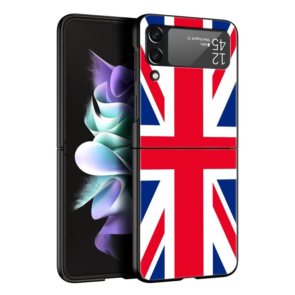 England UK Flags Phone Case For Samsung Galaxy Z Flip3 Flip4 Flip5 PC Bumper Shell For Z Flip 3 4 5 Black Hard Folding Cover
