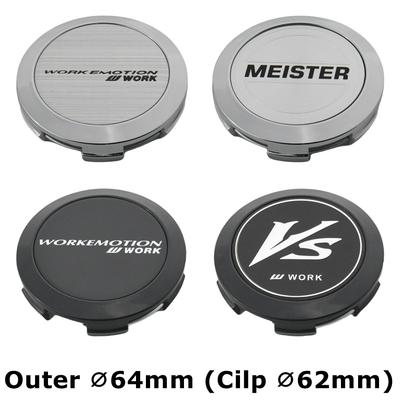 4 SZTUKI 64 MM Śr. Zewn. / 62 MM Śr. Wewn. Dekielki Do Felg WORK EMOTION EQUIP MEISTER Logo VS & WORK Dekielek Środkowy Felgi Sportowego Samochodu Kołpaki
