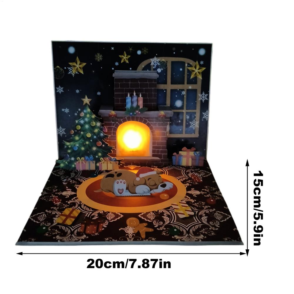 Christmas PopUp Cards Musical Greeting Cards with Light Santa Projection 3D Blessing Cards Christmas Gift for Family Friends
