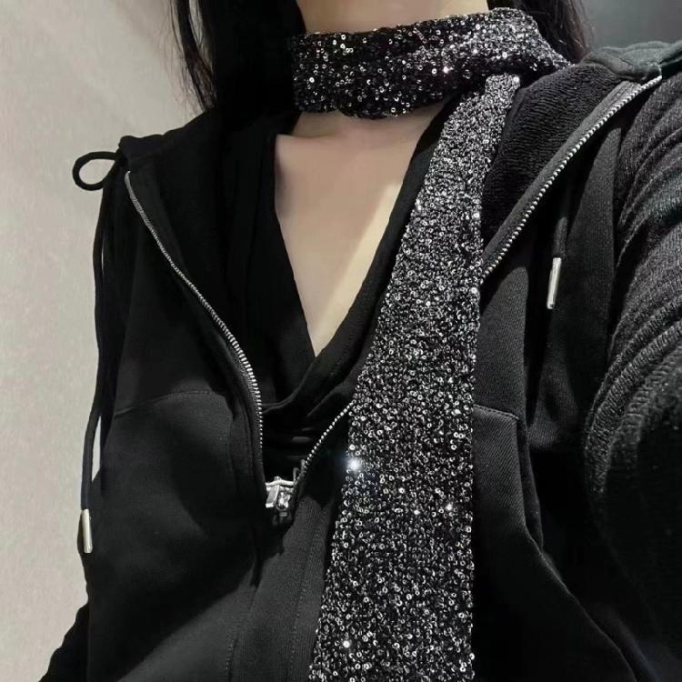 Sequined Scarf Popular Knitted Scarf Neckwrap Thin Scarf for Formal Occasion