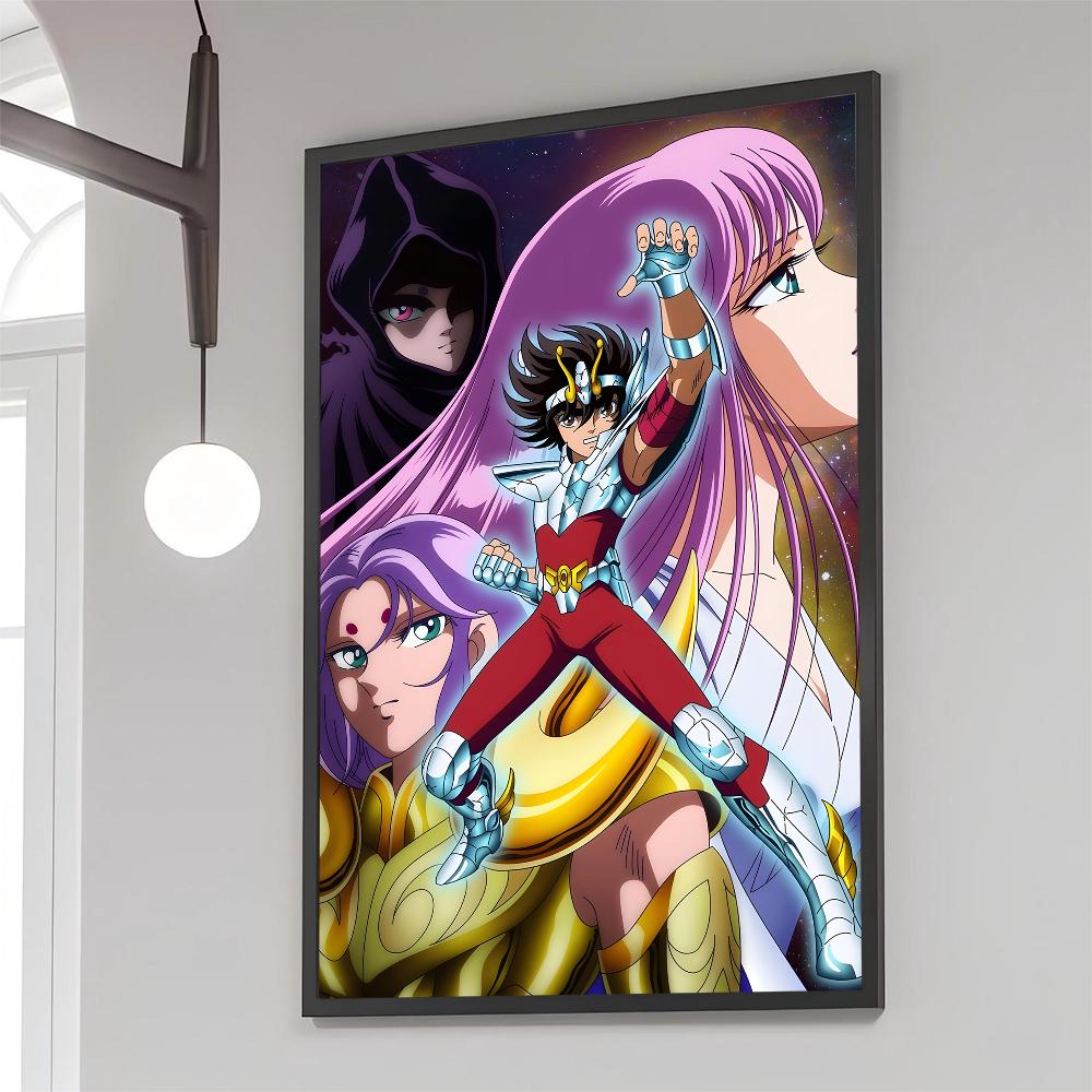 1 Pezzo Poster Saint Seiya Film Poster Adesivi Carta Kraft Retrò Adesivo Fai da Te Stanza Bar Caffè Estetica Arte Pittura Murale