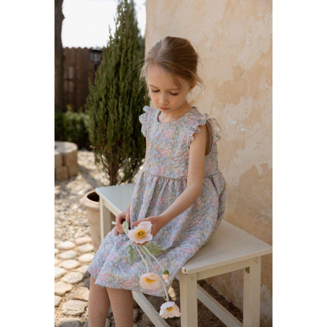 Girls Floral Summer Dress with flutter sleeves S