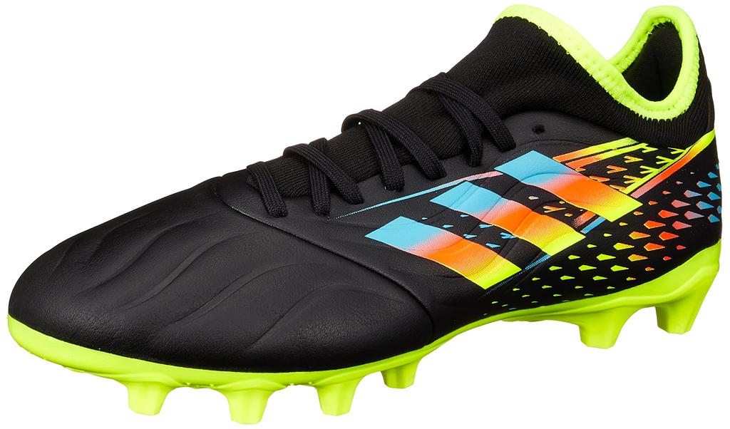 Adidas Copa Soccer Cleats for Dirt and Artificial Core Solar Yellow Size Sense.3 HG/AG Turf, Black/Bright Cyan/Team (GZ1362), 24.5cm