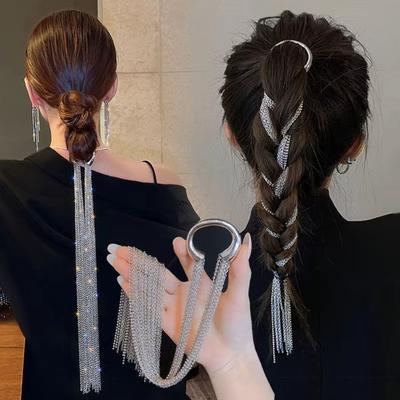 Woven Tassel Ponytail Alloy Tassel Chain Hairpin  for Party and Dinner Dress Matching