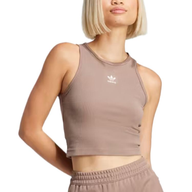 adidas Women's Essentials Ribbed Tank Top Trace Brown JC9009