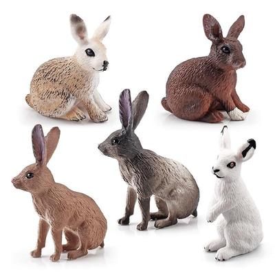 Mini Farm Rabbit Model: Five-Piece Hare Set for Desktop Decoration