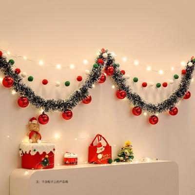 Seasonal Decor Felt Christmas Banner Decorated DIY Handmade Christmas Pendant Furry Balls Xmas Pendant Home Room