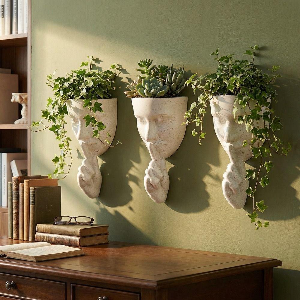 Bohemian Style Decorative Vases Silent Human Face Artistic Face Planter Hanging Planter  Bedroom
