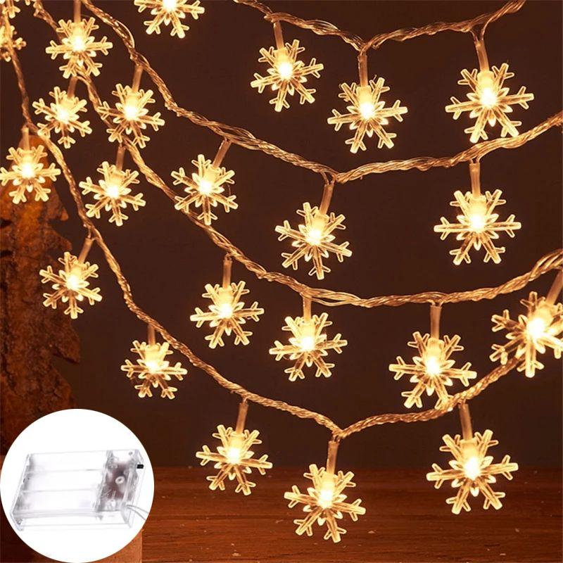 Christmas Lights Fairy Lights Snowflake String Light Battery Operated Snowflake for Bedroom Garden Wedding Birthday Decoration