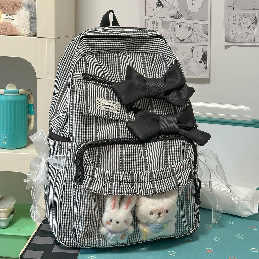 Schoolbag Japanese and Korean niche bow design student schoolbag ins small wind fresh high value backpack women commuter backpack