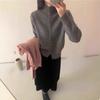 Autumn and winter new semi-turtleneck button soft waxy knitted cardigan women's outer with solid color long-sleeved sweater jacket