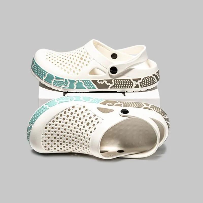Fashion Platform Slippers for Men Outdoor Hole Beach Sandals Man Original Rubber Pvc Cheap Liquidation Eva Y2k 2025 Fashion Style Shoes
