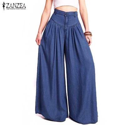 denim wide leg palazzo pants