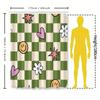 Stylish Green And Beige Checkered Shower Curtain With Cute Patterns For Your Home Bathroom Decorationwaterproof Polyesterfabric
