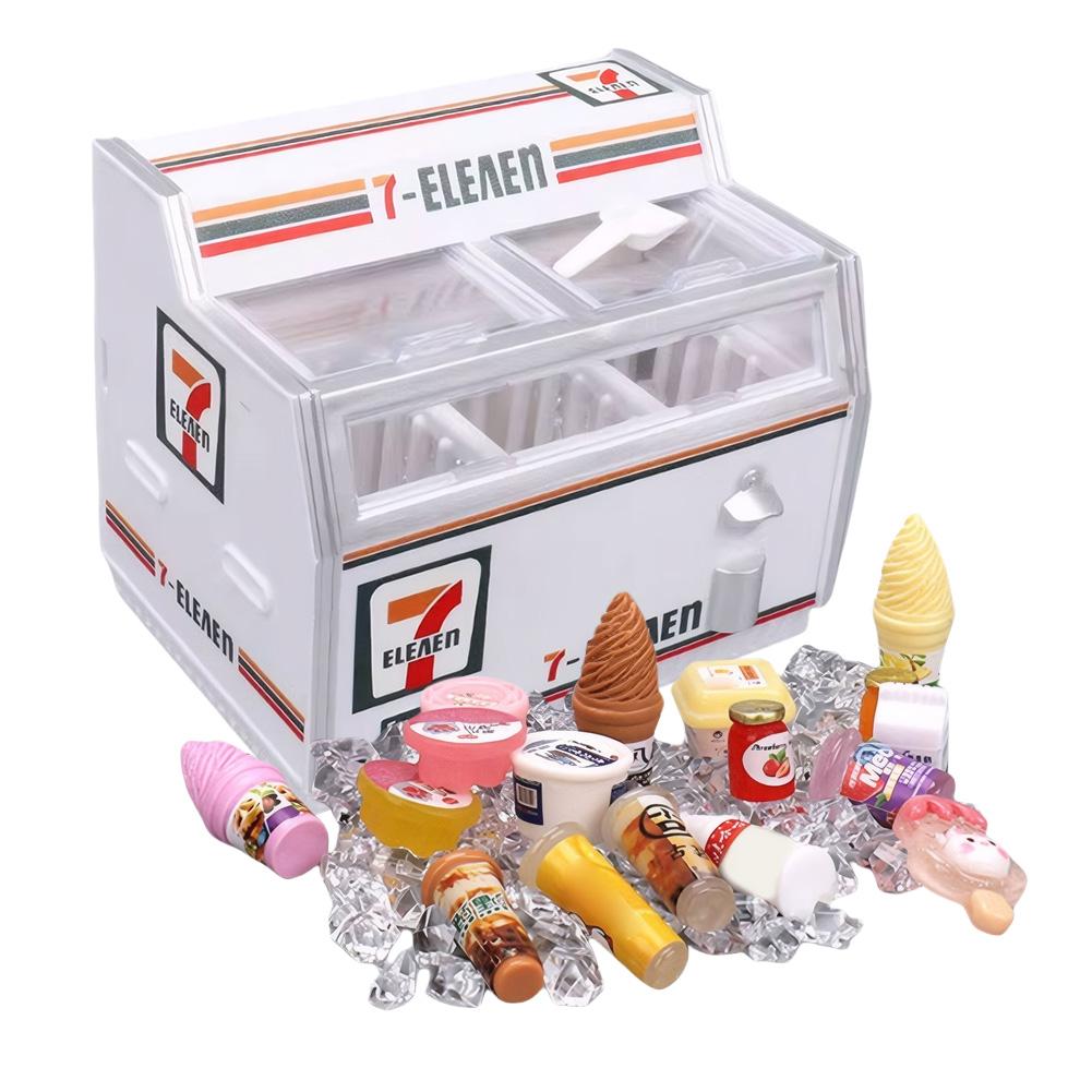 New 711 Mini Freezer Magnet for Refrigerator Sticker DIY Miniature Supermarket Horizontal Display Simulation Model Fridge Magnet