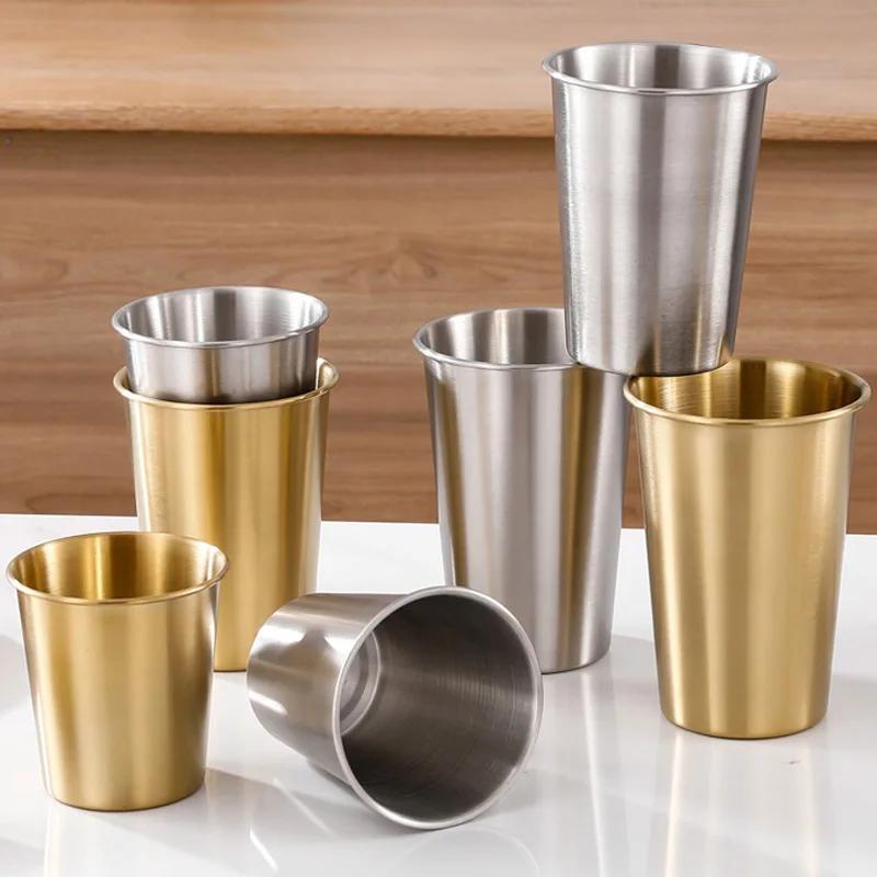 Nordic Ins Simple Metal Stainless Steel Gold Plated Brewery Cup Copper Titanium Gold High Quality Cup Steel Friends For Camping