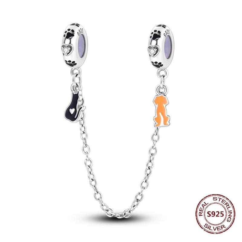 925 Silver Star Moon Bracelet Ocean Safety Chain with Colored Zircon Beads DIY Fine Jewelry for Women
