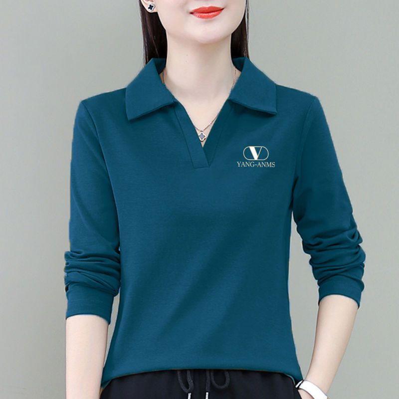 Solid Color Women's Long Sleeve Polo Collar Top - Spring/Autumn Collection