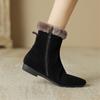 Fashion New Autumn/winter Cow Suede Women Boot Round Toe Shoes for Women Fashion Boots Low Heels Short Boots Zip Black Boots Handmade