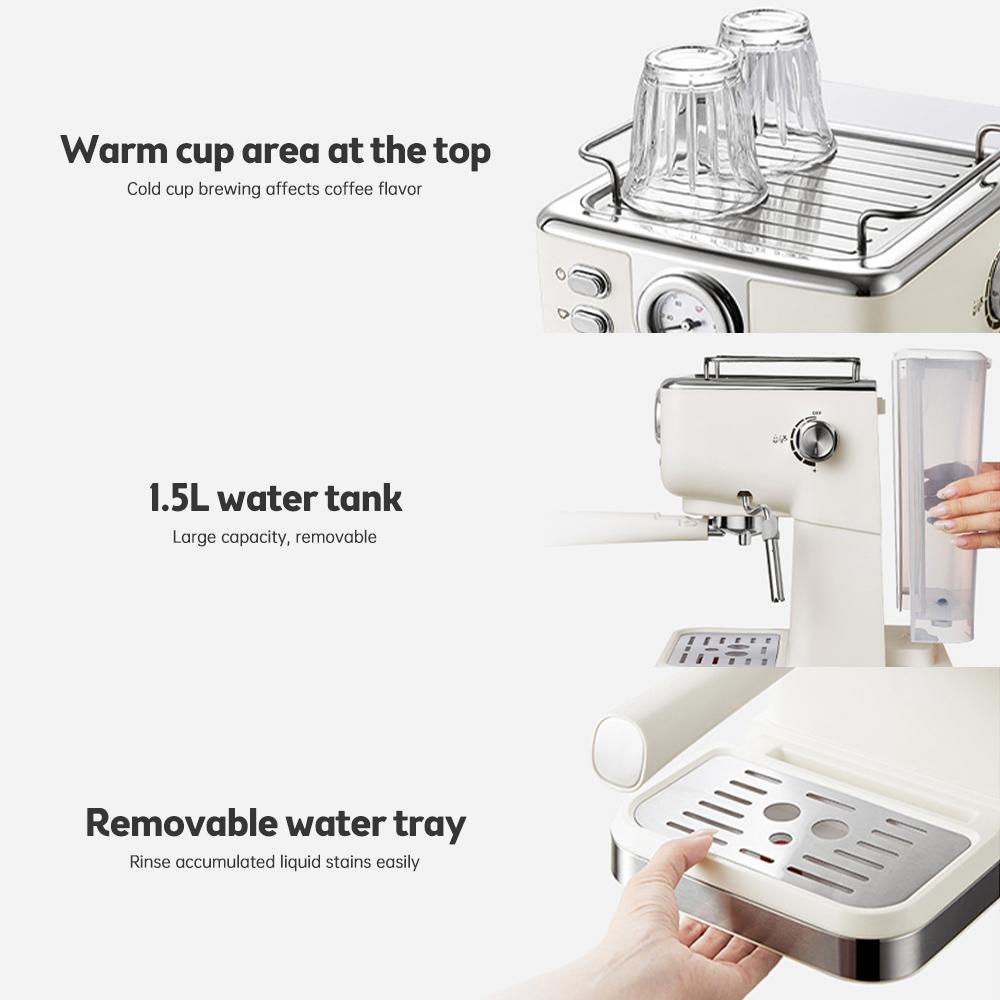 Espresso Machine 20 Strips Stainless Steel Espresso Machine with Milk Frother Steam Wand 2 In 1