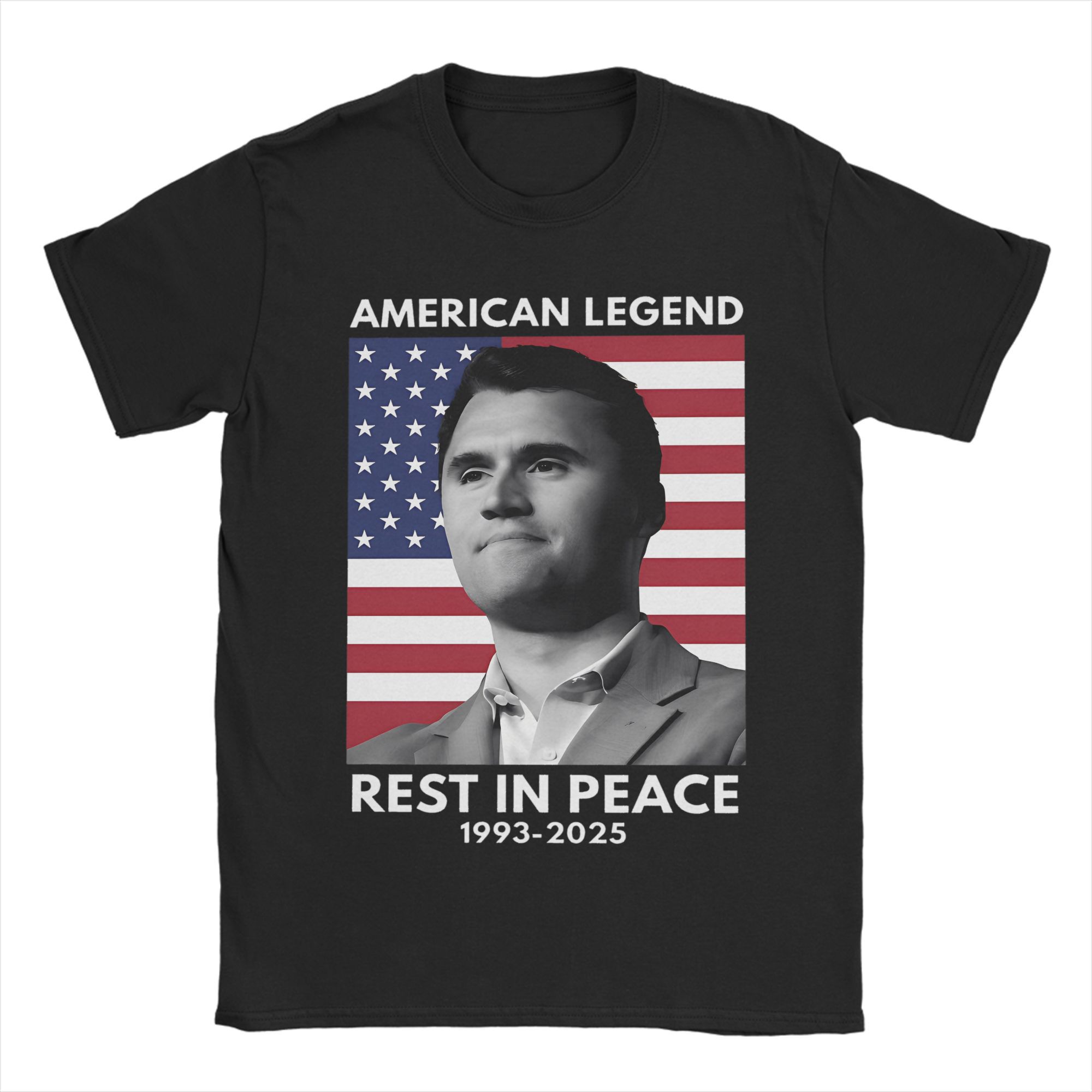

Charlie Kirk American Flag T-Shirt Summer T Shirts Man 100% Cotton Crewneck Oversized Tees Short Sleeves Streetwear Tshirt S разноцветный