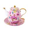 Creative Bone China Flower Tea Cup Pot One Person Set High Value Ceramic Tea Pot Cup Saucer Tea Pot For Noble Gifts