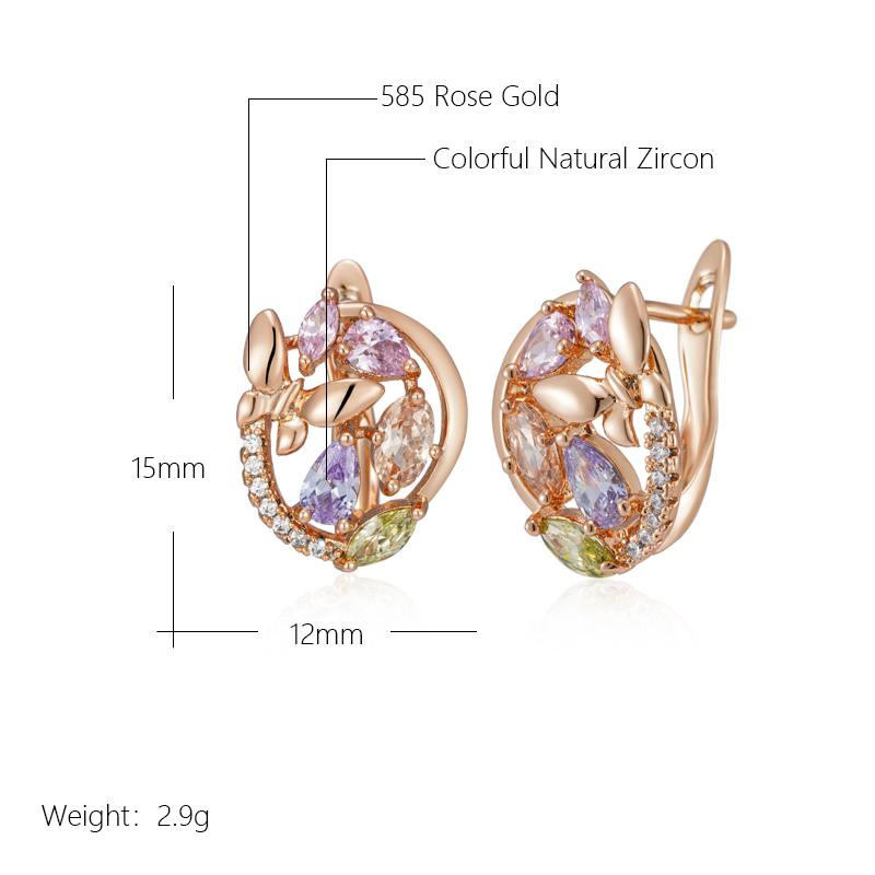 Fashion  Rose Gold Color Butterfly Earrings For Women Colorful Natural Zircon Accessories Party Cute Wedding Jewelry