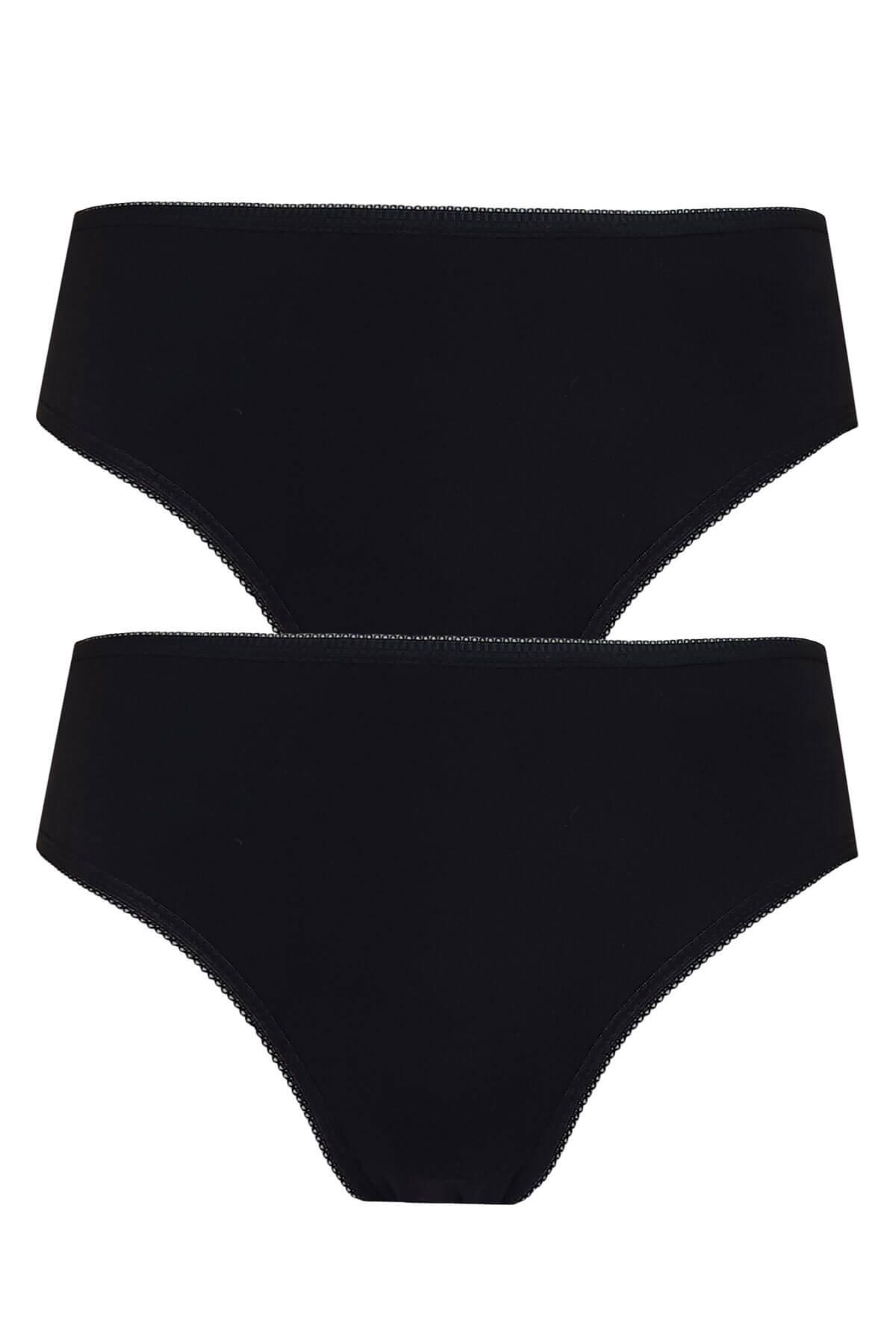 

2li Kadın Orta Yüksek Bel Bikini İnce Lastik Pamuklu Ekonomik M-L чорний