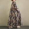 DIMANAF 2026 New Plus Size Spring Summer Beach Vintage Lady Long Dress Women Loose Oversize Maxi Floral Print