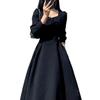 Vintage French Design Maxi Midi Dresses for Women Clothing Party Elegant Square Neck Black Long Dress Korean Fashion Autumn