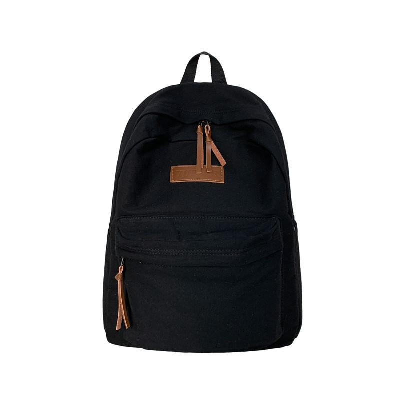 Simple Color Solid Letter Decoration Student Leisure Backpack For School