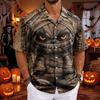 Camicia Casual da Uomo a Maniche Corte con Collo Cubano per Halloween, Vestibilità Larga