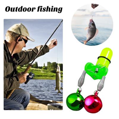 Fishing Rod Bait Alarm Bell with LED Light Dual Ring Bells Fishing Bite Alarm Indicator Rod Clip Tip Night Fishing Tackle