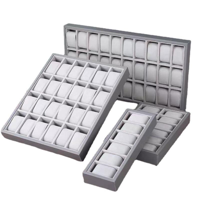 6/12/24/30-Schlitz Uhrenablage Schmuck-Präsentationsablage mit Gitterkissen Samt-Armband-Präsentationsvitrine Uhrenablage Organizer