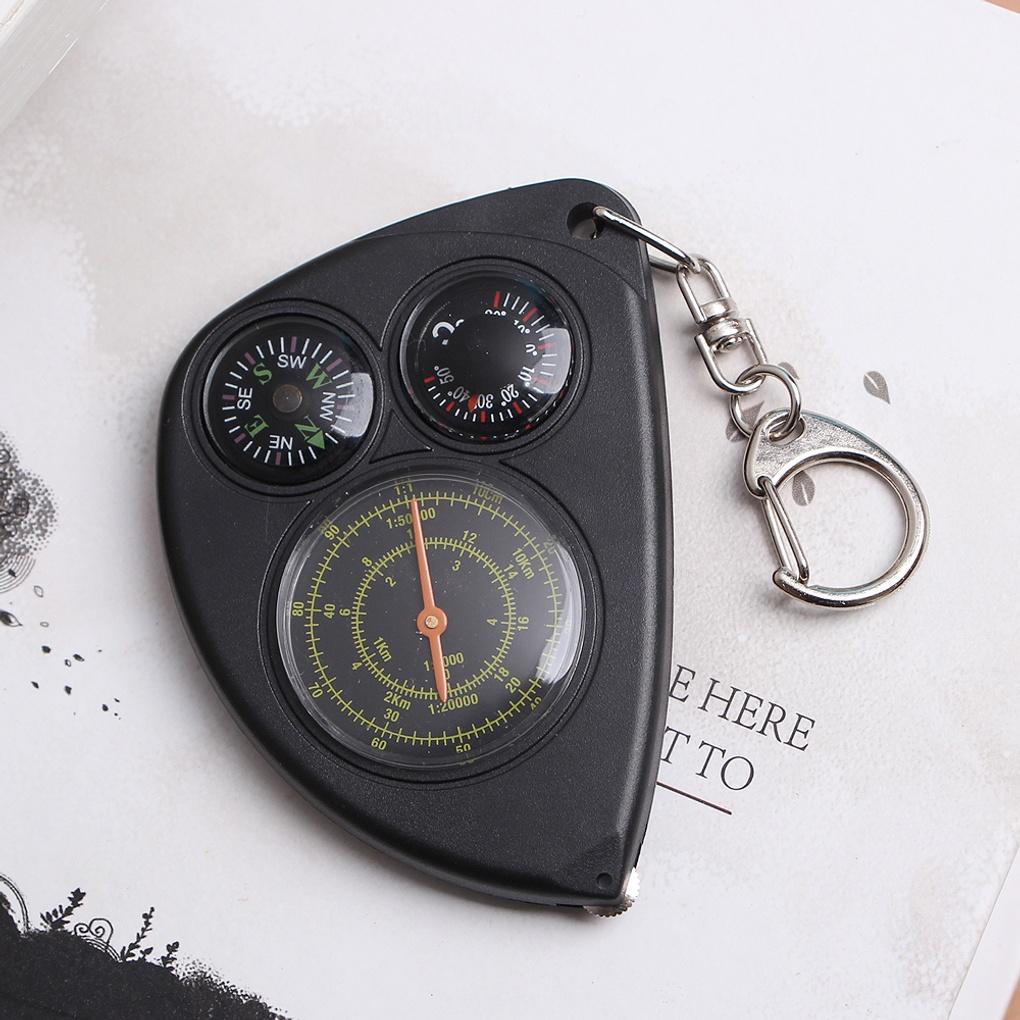 3-in-1 Keychain Temperature Measurement Distance Measurement Compass