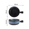 Ceramic Baking Bowl with Handle, Japanese Style Heat Resistant Deep Bowl Microwave Oven Safe Kitchen Food Bowl for Soup Salad Pasta Dessert Dinnerware