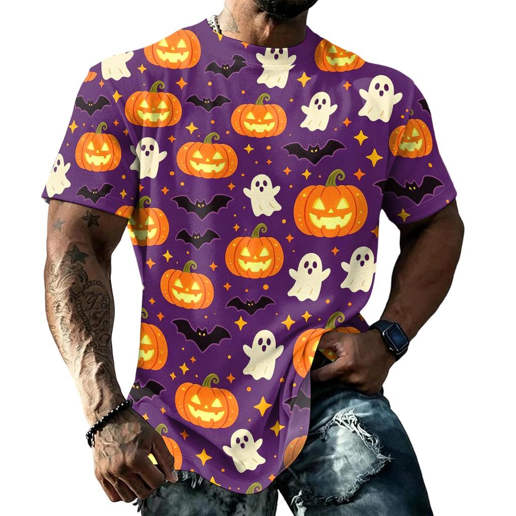 Unisex Loose Fit Casual Short Sleeve T-Shirt Halloween Themed Graphic Print Top Comfortable Everyday Wear