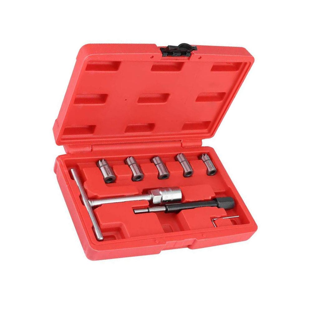8pcs Diesel Seat Cutter Cleaner Set Universal Diesel Fuel Injector Oil Nozzle Remover Repair Cleaning Tool red #1