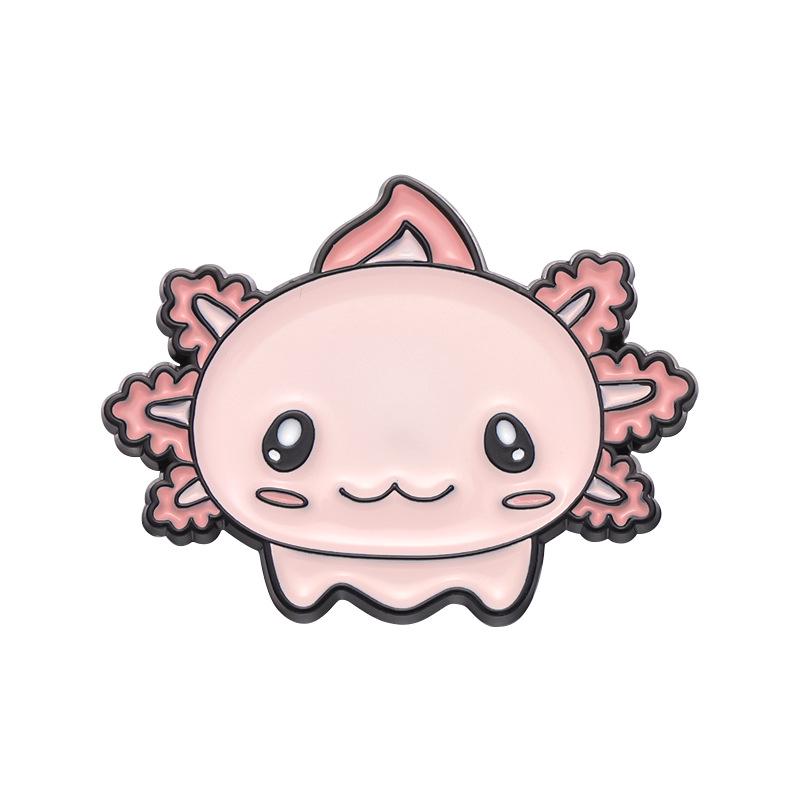 Pink Axolotl Alloy Brooch - Cute Salamander Cartoon Corsage Badge for Apparel