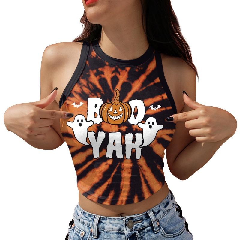 Halloween costume new summer skeleton skull digital printing fashion short vest top