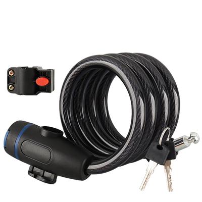 Bicycle Dial Lock Wire Lock Diameter 0.5 Inch (12 Mm) Anti-theft Lock (Black-120cm, Key Lock)