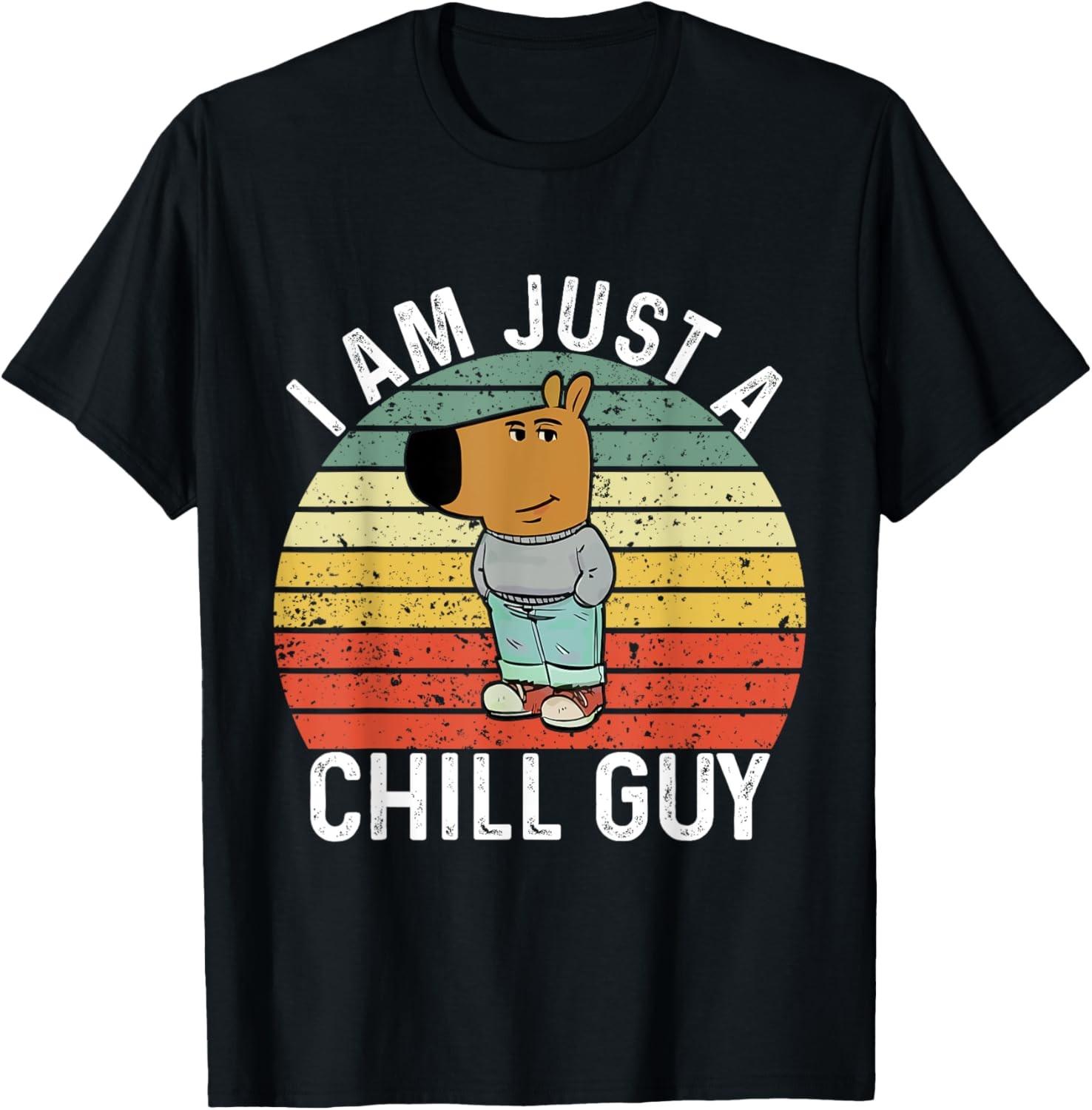 Chill Guy Meme Dog Cool Internet Statement T-Shirt S разноцветный